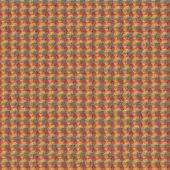 Geometric textile pattern, mustard yellow, burnt orange, brick red, and dusty blue, woven grid with raised leaf-like shapes, Miniforms fabric.